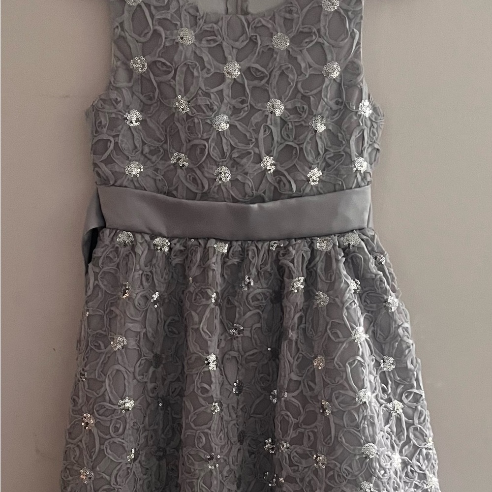 Rare Editions Gray Floral Kids Dress